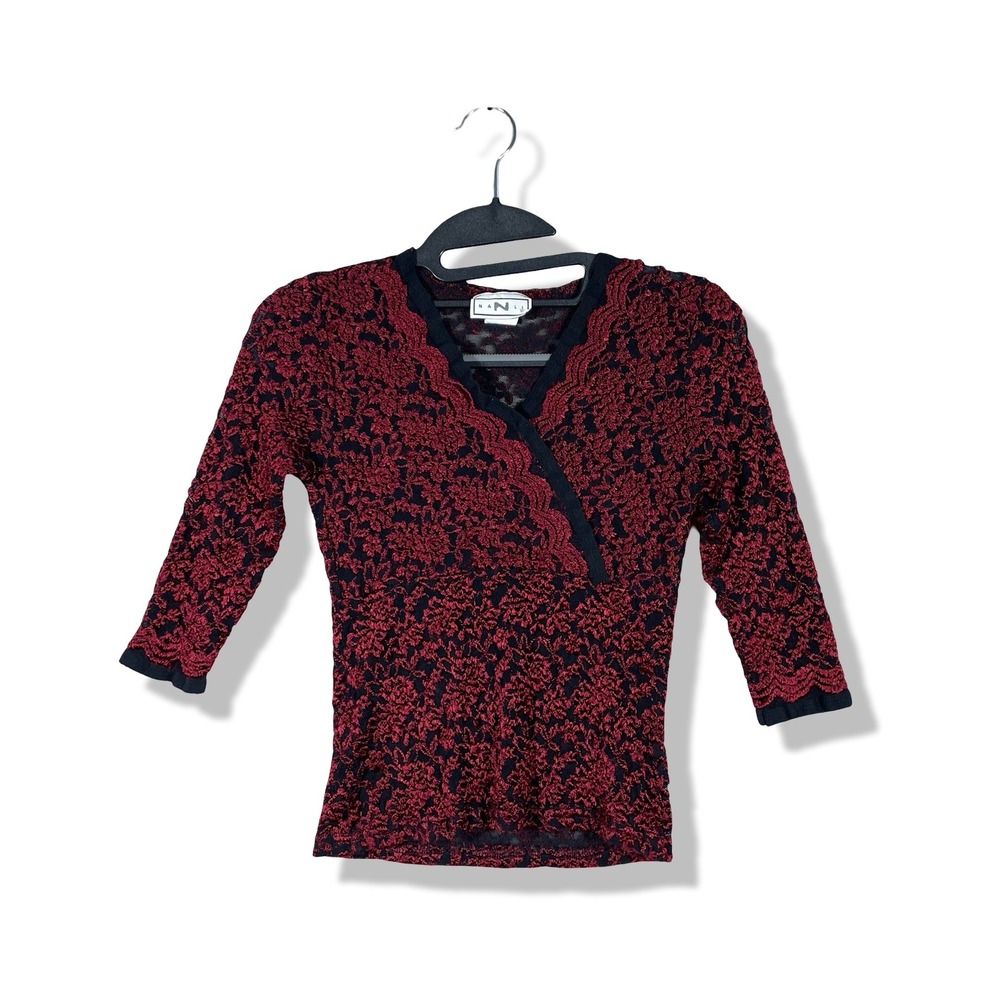 Napoli Lace Wrap Top Women Large Slim Burgundy Gothic Whimsigoth Romantic Grunge